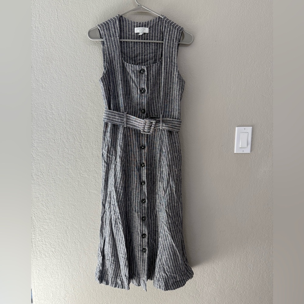 Banana Republic Linen Blend Striped Midi Dress Size 2